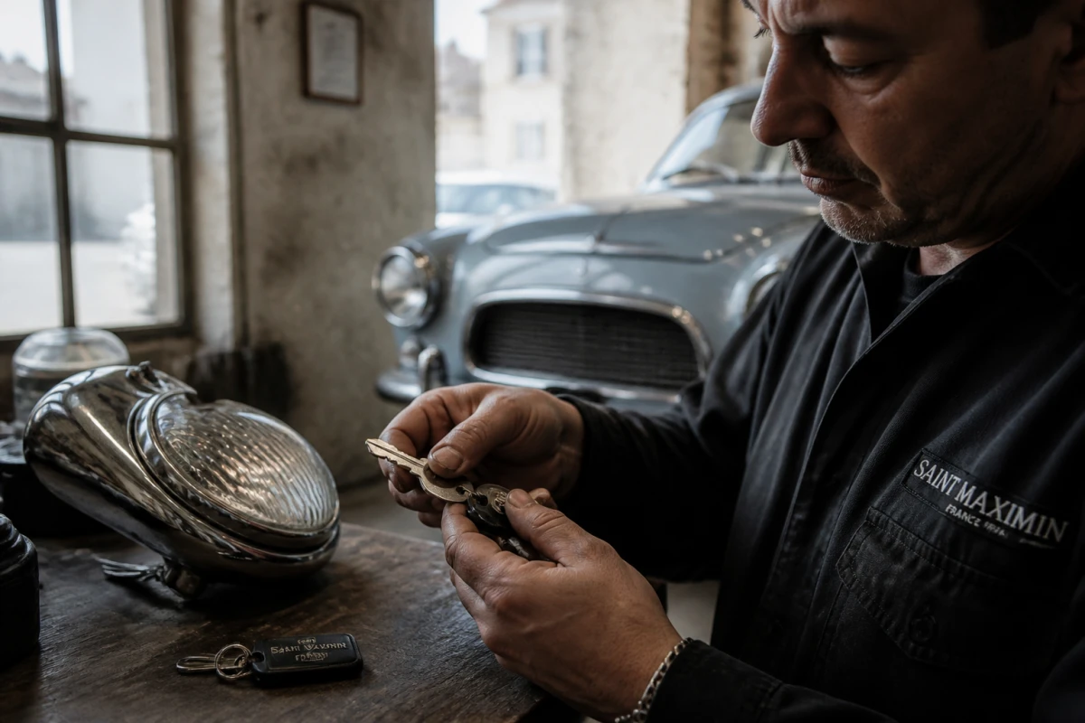 Reproduction clé voiture ancienne collection Compiègne